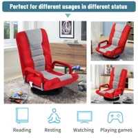 Adjustable 7-Position Floor Chair Folding Sofa Lounger Swivel Video Rocker Gaming Chair With Armrests Red/Blue/Brown[US-W]