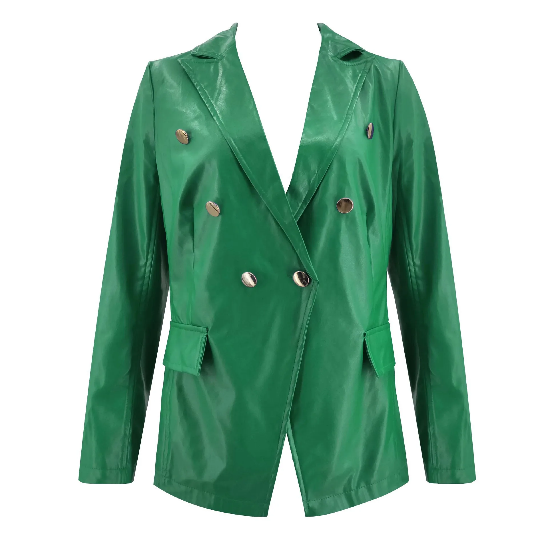 Женский блейзер Vadim однотонный из искусственной кожи Осень-зима 2019 | Женская