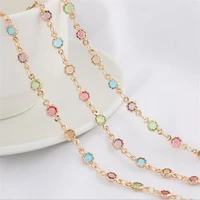 real gold color plated brass colorful crystal chain beads chains for diy bracelet necklace ankles jewelry making accessories