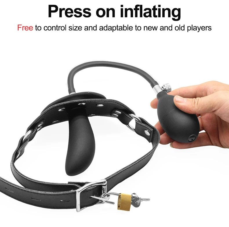 Надувной фаллоимитатор с открытым ртом кожаный фетиш БДСМ бондаж большой рот