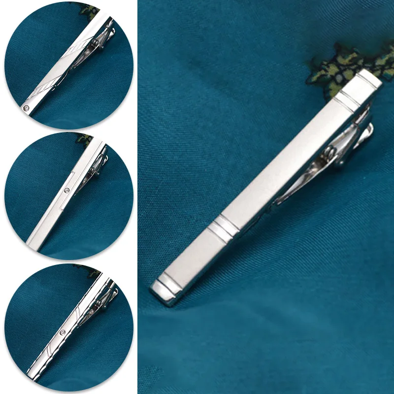 

New Metal Silver Color Tie Clip For Men Wedding Necktie Tie Clasp Clip Gentleman Ties Bar Crystal Tie Pin For Men's Accessories