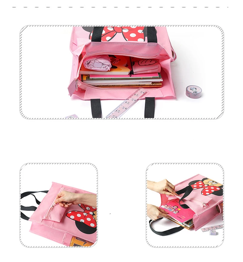 

Disney Mickey Pattern Fashion Trend Handbag Casual Mouse Portable Oxford Cloth bag Pen File Folder for Papers Student Stationery