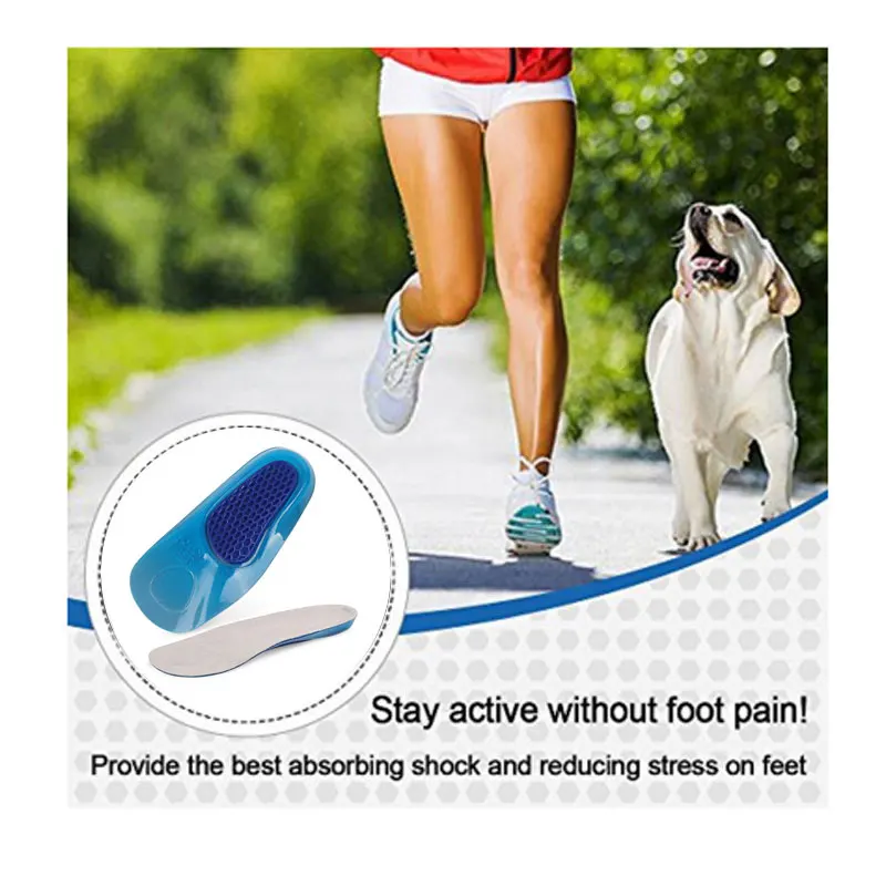 

1Pair Super Soft Gel 3/4 Length Comfort Support Insoles- Instant Relief from the pain of Weak Arches and Damaged Heels