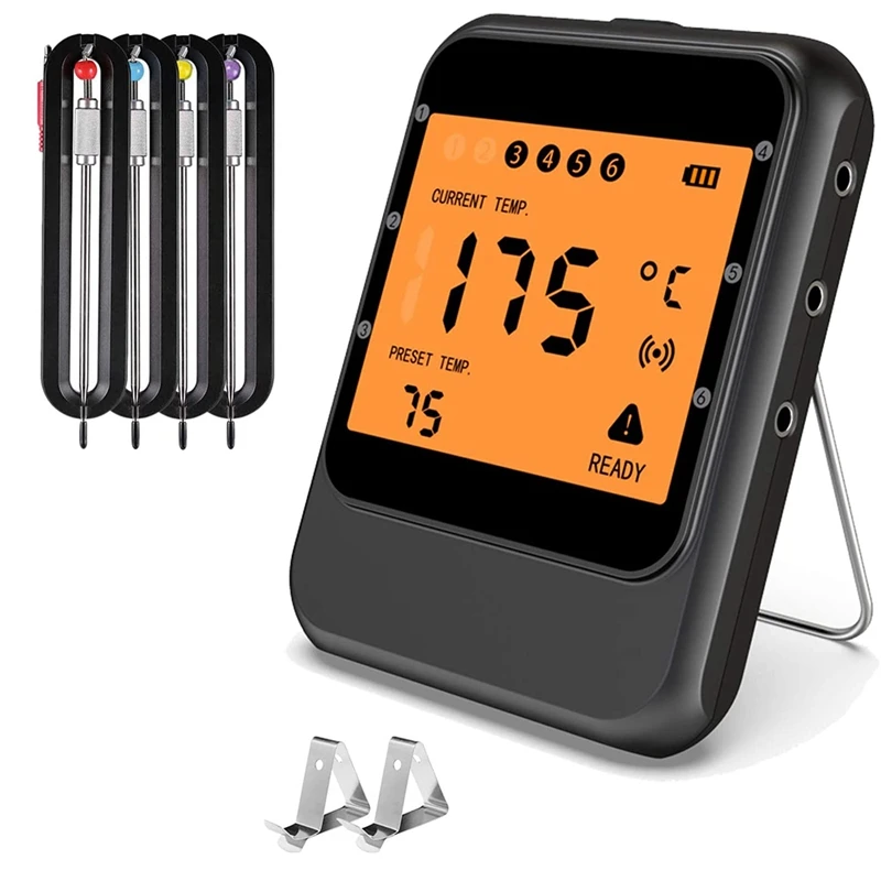 

Термометр для мяса, беспроводной телефон с 4 зондами, дистанционный термометр для барбекю для кухни, приготовления пищи, гриля