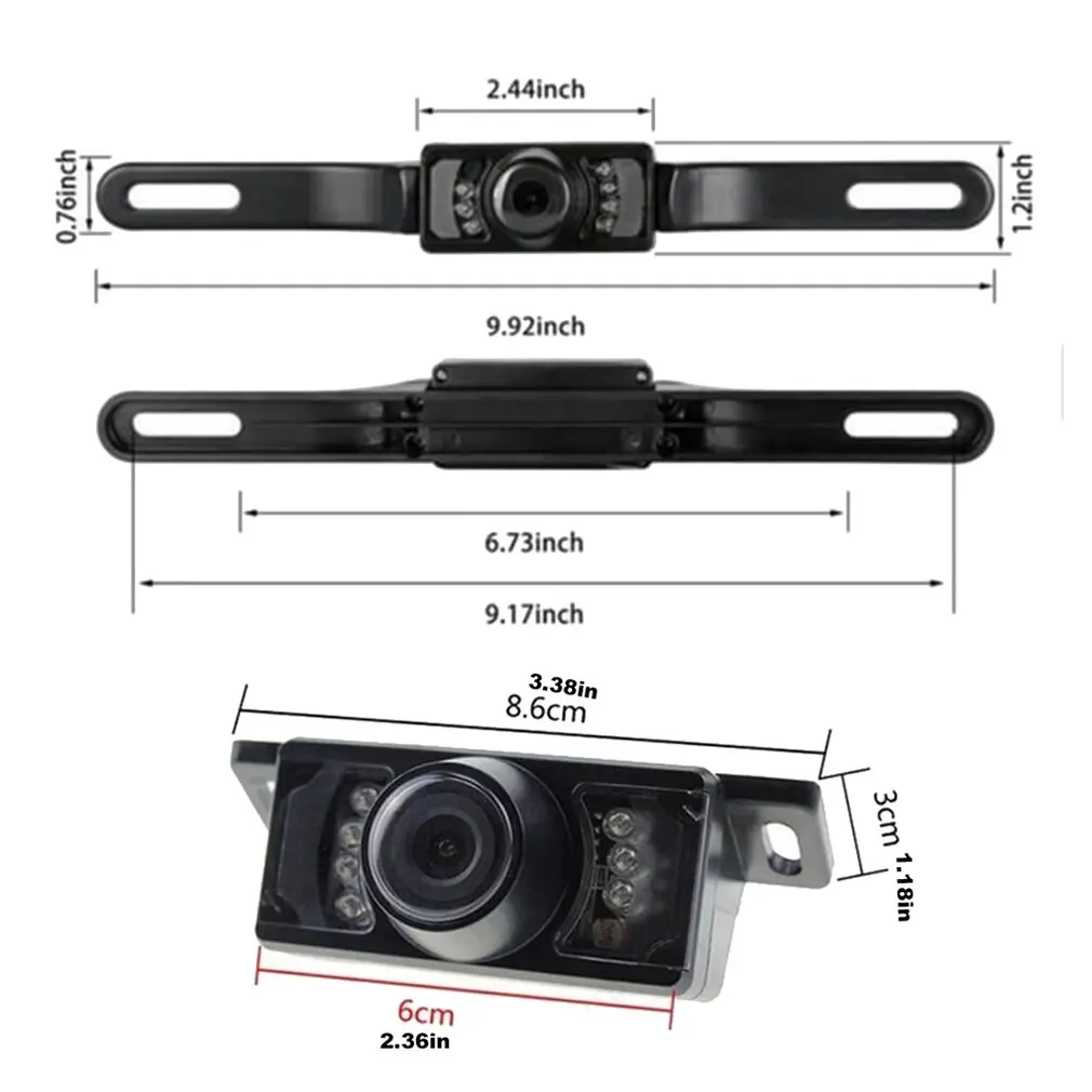 

Built-In Wireless Waterproof Night Vision System Reverse Backup Car Camera With 5" Monitor Kit Black