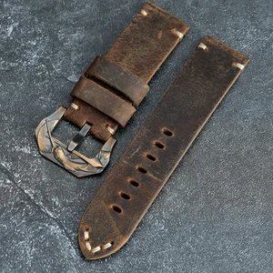 Ремешок из кожи Crazy Horse для наручных часов, коричневый браслет из телячьей кожи с бронзовой пряжкой для PAM111 441, 20 22 24 26 мм