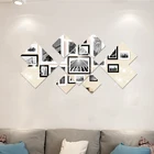 Акриловое алмазное зеркало, стикер с ромбовидным зеркалом, наклейка на стену, съемная домашняя плитка для ванной, настенное декоративное зеркало для творчества