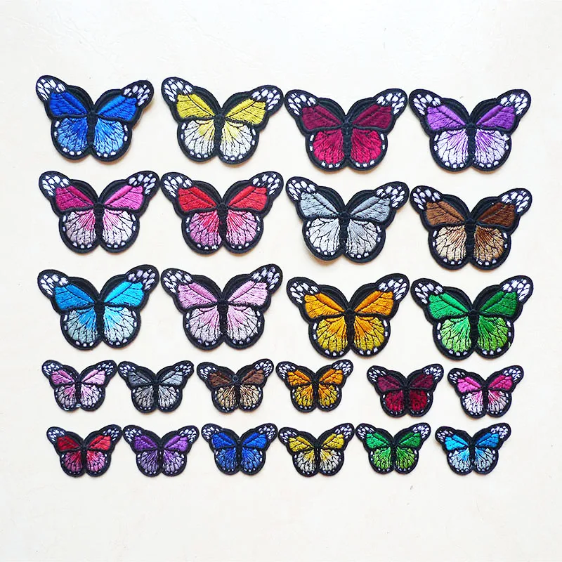 Тканевые вышитые цветные патчи-бабочки с утюгом наклейка аппликация сделай сам