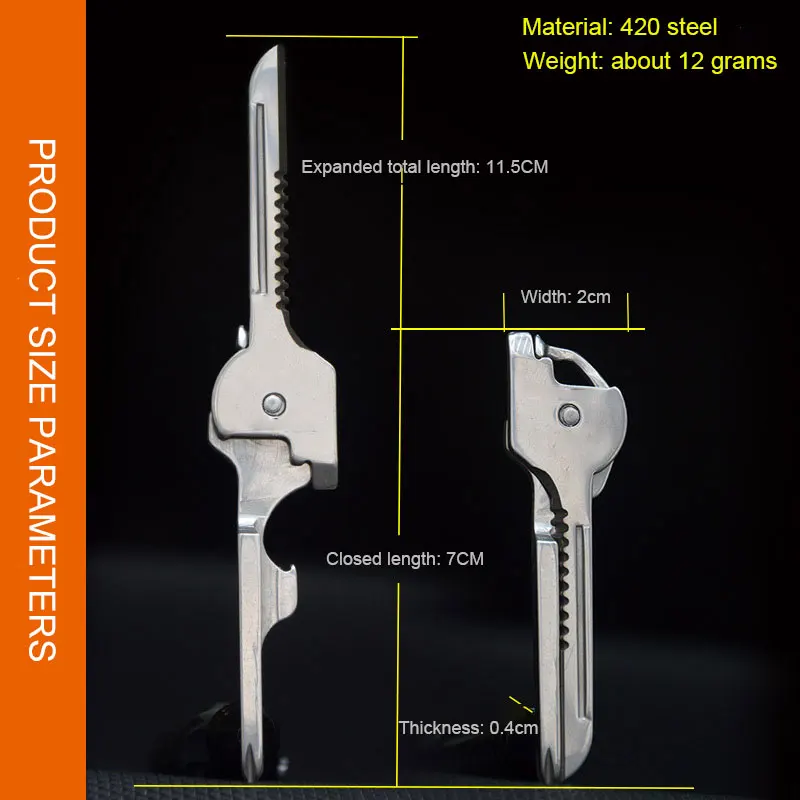 S05 6 в 1 универсальный стальной брелок мини нож многофункциональный складной