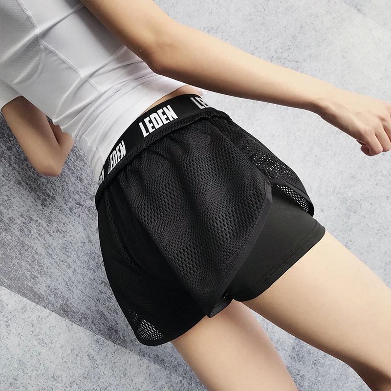 

Sexy Mesh 2 in 1 Women's Sport Shorts Stretch Slim Gym Sportswear Fitness Female For Summer Hot Yoga Short Workout Training