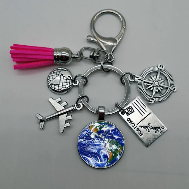 Брелок для ключей карта самолета мира открытие путешествий исследование