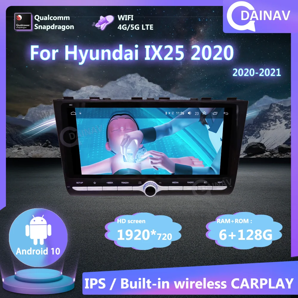 

128 ГБ Android 10 Автомобильный GPS-навигатор для Hyundai IX25 2020 2021 Автомобильный мультимедийный проигрыватель автомобильное радио магнитофон стереоп...