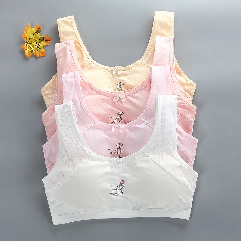 

Bras for Girls 10 Teen Underwear for Kids Baby Young Hipster Training Bras Lingerie Vest Cotton Children 8-16T Summer Top White