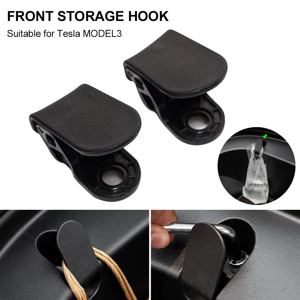 

1 Pair Of Front Luggage Hook Grocery Bag Hanger Storage Bag, Suitable For Tesla Model 3 Cargo Hook Interior Kit With Wrench