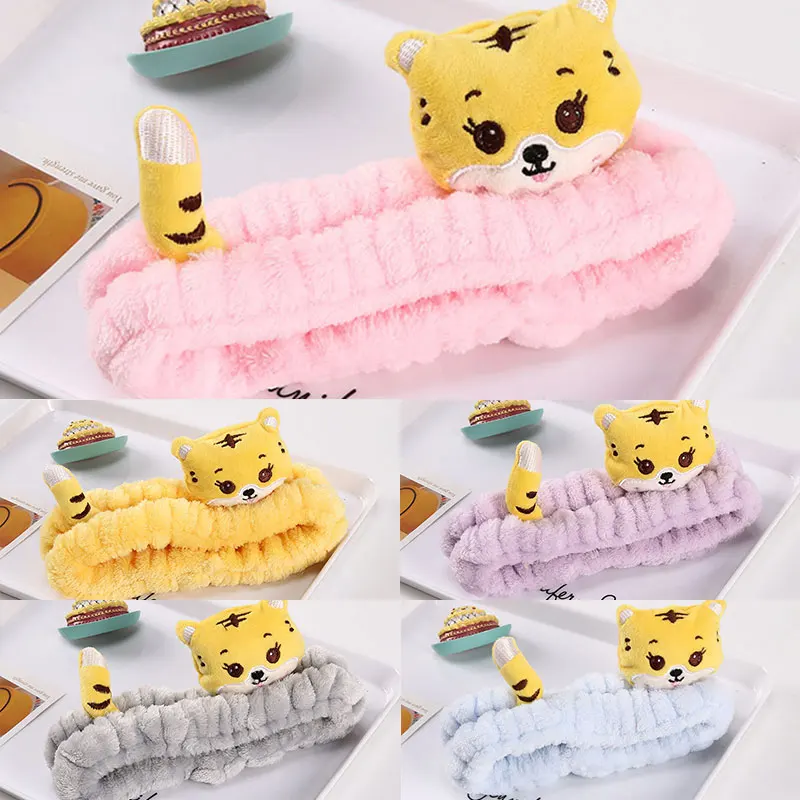 

Coral Fleece Plush Tiger Hair Hoop Washing Makeup Headband Soft Warm Sweet Hair Accessories Hairband Head Wrap Photo Props