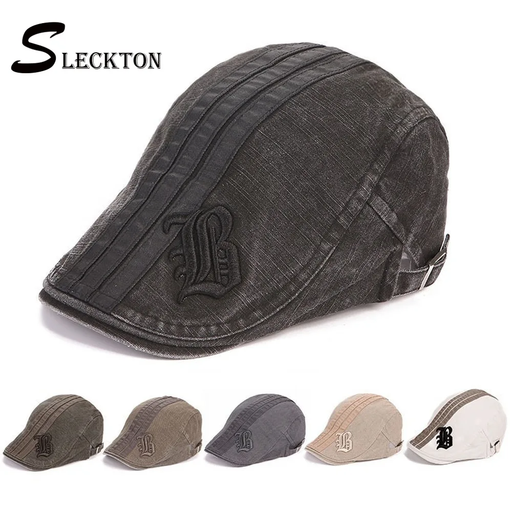 SLECKTON/хлопковый берет с вышивкой буквенным принтом кепка в стиле ретро удобная