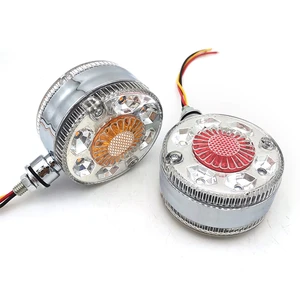 2pcs Round LED Truck Trailer Double Face Turn Signal Brake Pedestal Fender Light