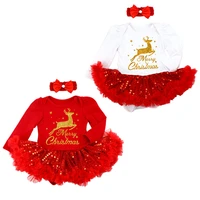 baby girl my first christmas outfits infant red sequins dresses christmas deer dress costume for toddler bebe new year clothing