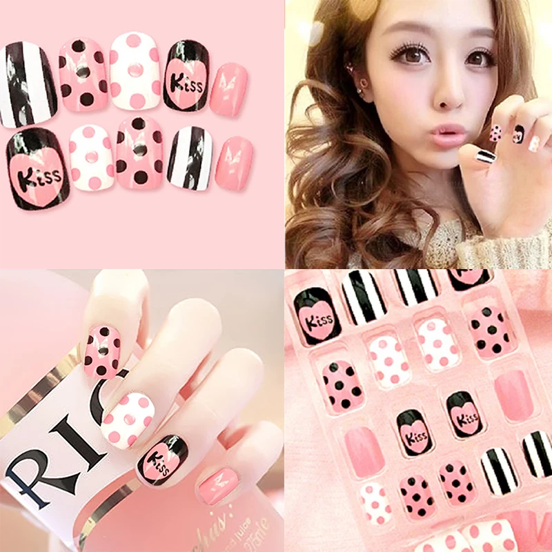 24 шт. искусственные NailsDIY Маникюр украшения накладные ногти наклейки черная