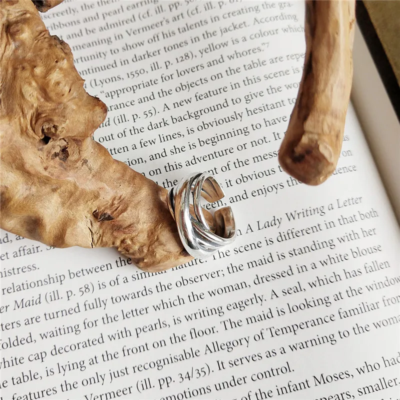 POFUNUO Luxury 925 Sterling Silver Rings Vintage Style Handmade Weaving Winding For Women Personality Stylish Fine Jewelry | Украшения и