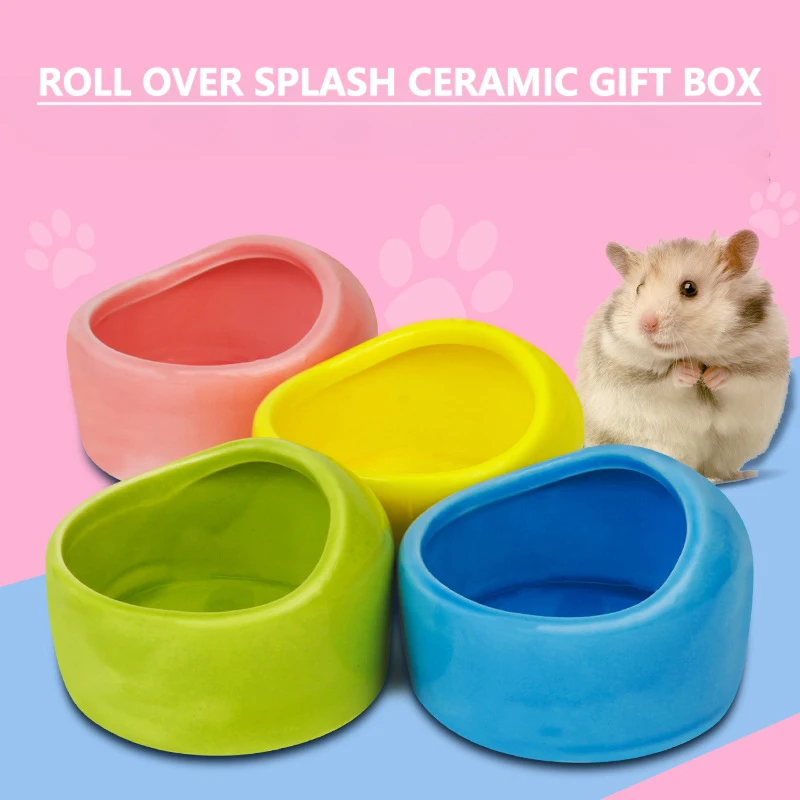 

Hamster Round Ceramic Bowl Anti-Bite And Anti-Turning Thickened Food Bowls Snack Drinking Box Hedgehog Rabbit Feeding Supplies