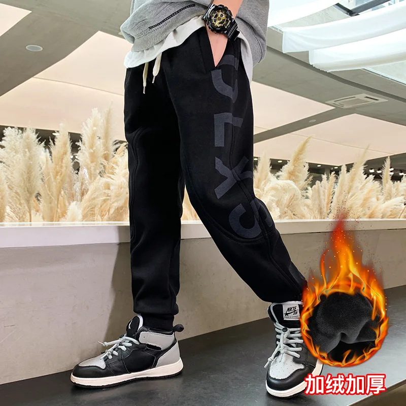 

2020 New Teenage Boys Pants Autumn Winter Thick Cotton Kids Sports Trousers Casual Childer Clothing 8 10 12 14 Year Old MD20341