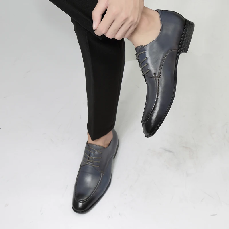 Мужские модельные туфли из натуральной кожи на шнуровке Свадебные