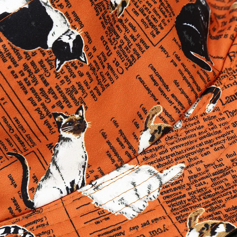 Панама в стиле хип-хоп для мужчин и женщин базовая шляпа от солнца с принтом кота