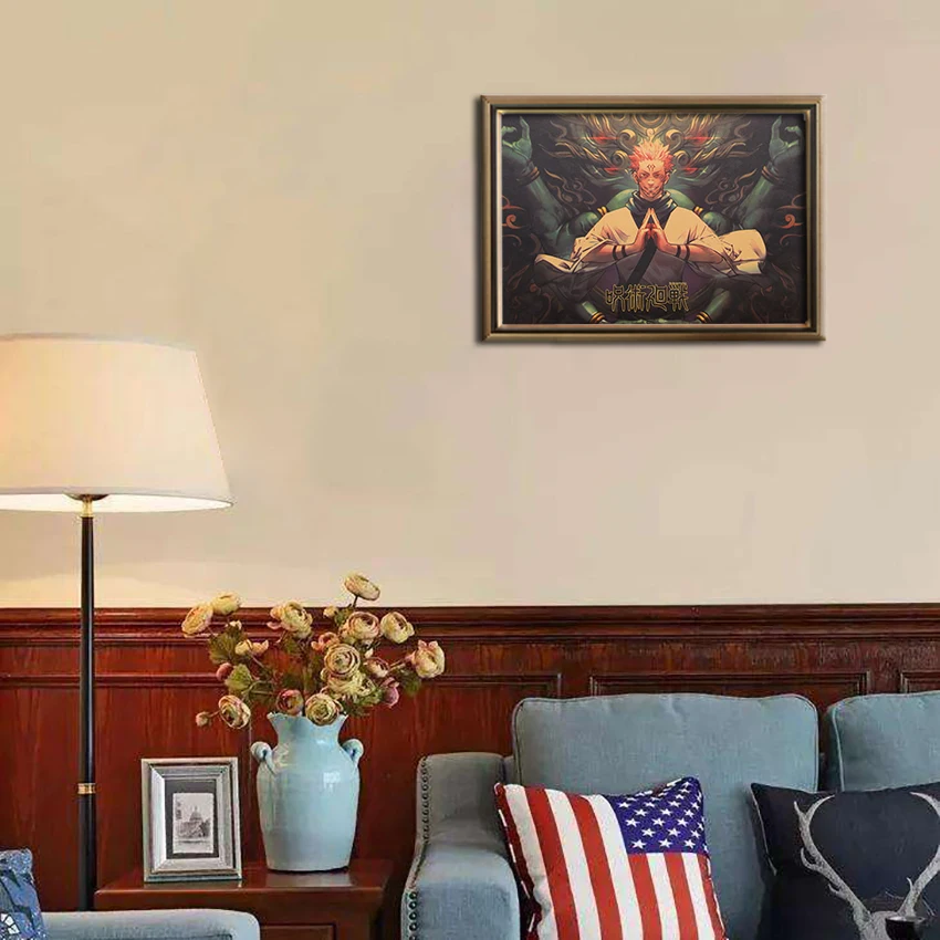 

1PC Classic Anime Poster Retro Kraft Paper Decorative Wall Sticker Jujutsu Kaisen Series Cafe Bar Interior Poster Painting