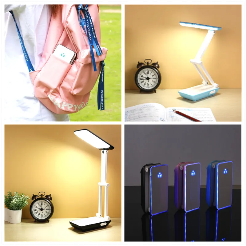Складная Настольная лампа для студентов 3 режима светильник перезаряжаемая