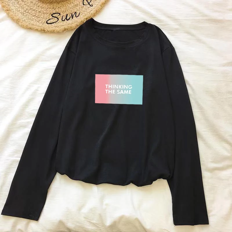 Женская толстовка с буквенным принтом Shellsuning розовый синий пуловер круглым