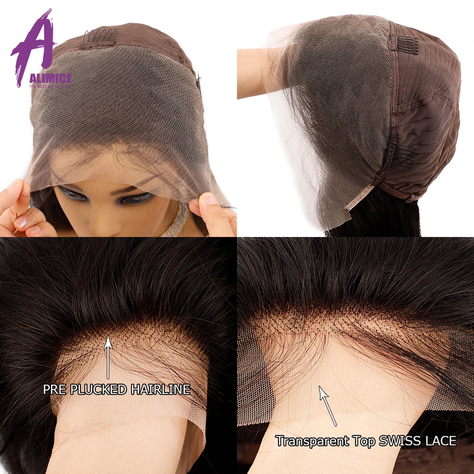 13x4 Body Wave Transparent Lace Front Human Hair Wigs 150%Density Brazilian Remy PrePlucked Bleached Knots | Шиньоны и парики