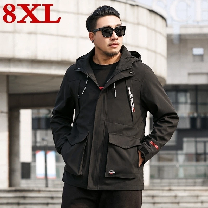Новинка размера плюс 8XL 7XL 6XL высокое качество мужские весенние и осенние куртки