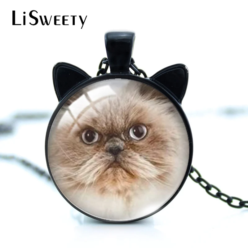 

2021 New Arrival Lovely Cat Faces Round Black Cat Pendant Handcraft Jewelry Necklace for Pets Lovers