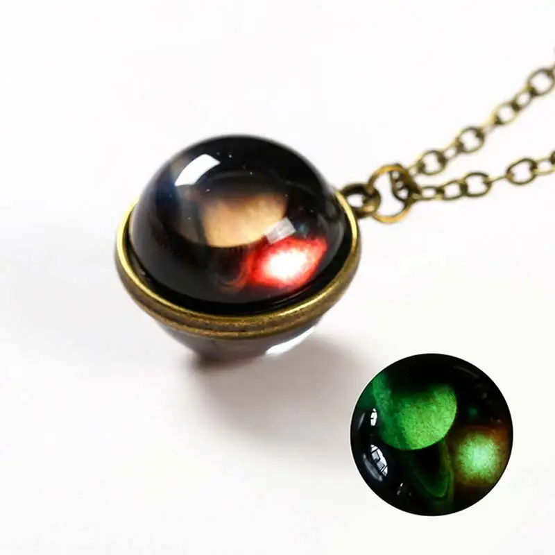 Уникальное ожерелье с кулоном в виде космической планеты новое двухстороннее