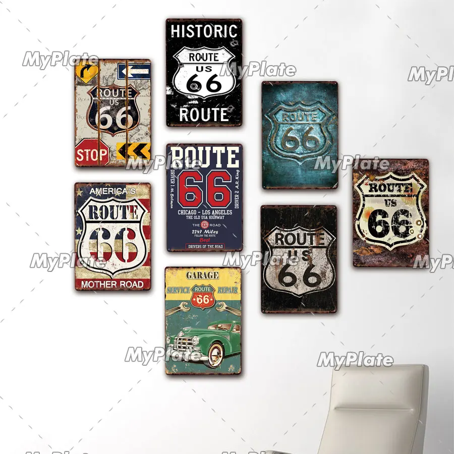 ROUTE66 металлический знак винтажная табличка олова для мотоцикла Настенный декор