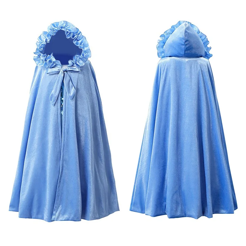 Накидка принцессы с капюшоном для девочек велюровый нарядный костюм детское