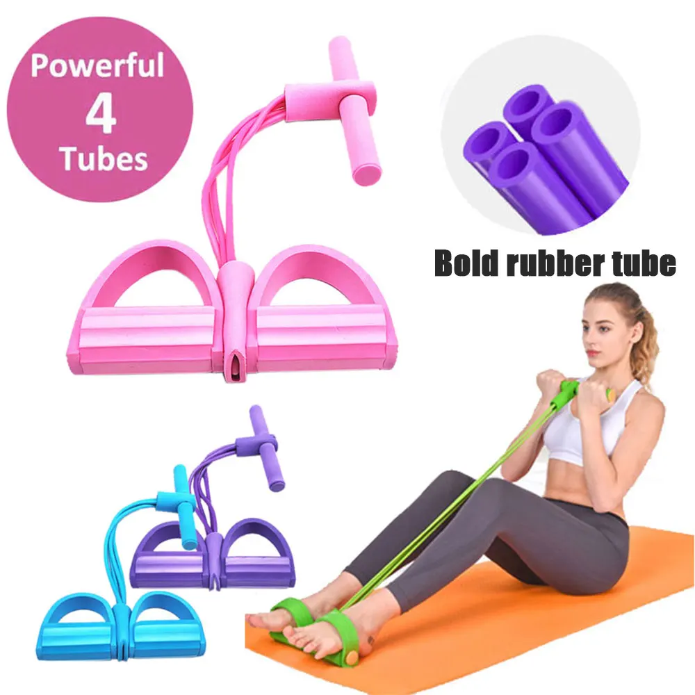 

Эспандеры с 4 трубками, эластичные канаты для тренировки живота, оборудование для спортзала, для домашнего бодибилдинга, Педальный Тренажер
