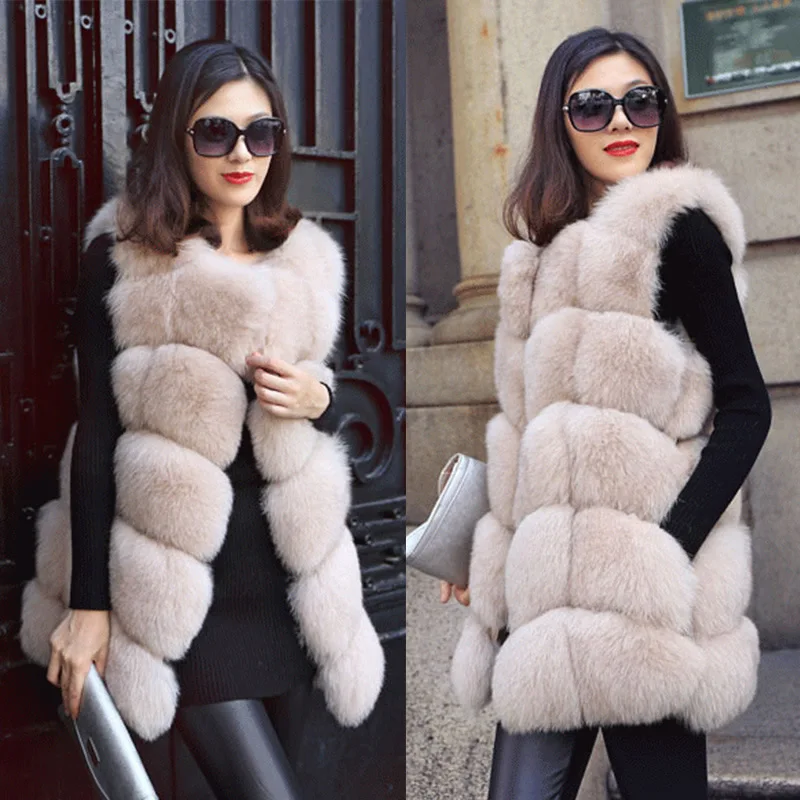 

S-4xl Winter Coat Women Sleeveless Autumn Fashion Faux Fur Coat Casual Solid Female Fur Coat Plus Size Fur Jacket Woman Overcoat