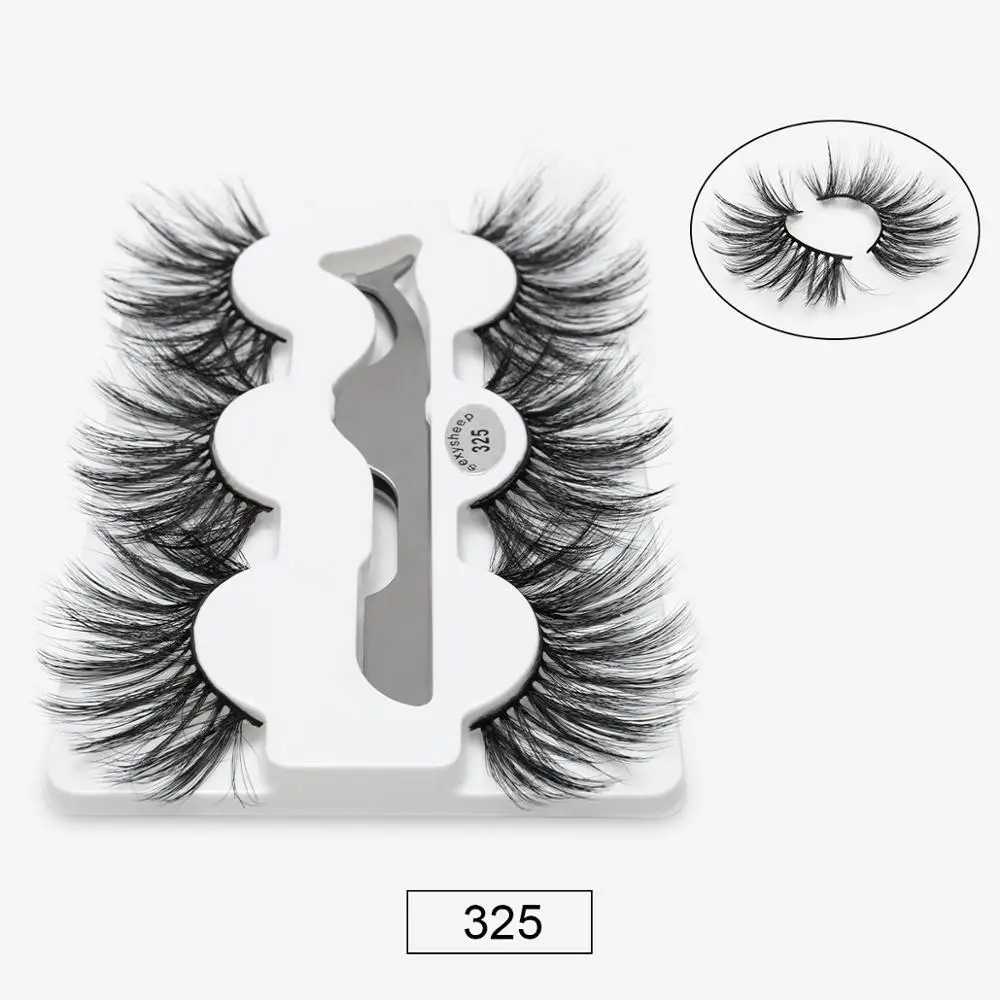 325 SEXYSHEEP, 3 пары, 25 мм, 8D, норковые ресницы, натуральные, длинные, для завивки накладных ресниц, объем, накладные ресницы, макияж, удлинение, ресницы «maquiagem» - Цвет: 325