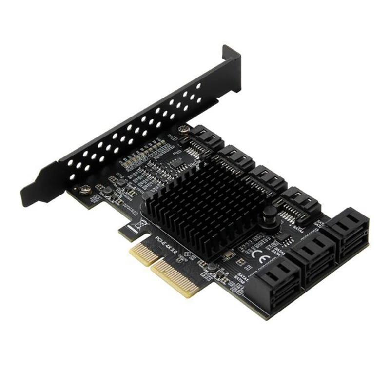 PCIE SATA Card 10 Port, 6Gbps SATA 3.0 To Pcie Expansion Card, JMB575 Chip Built-In Adapter Converter For Desktop PC