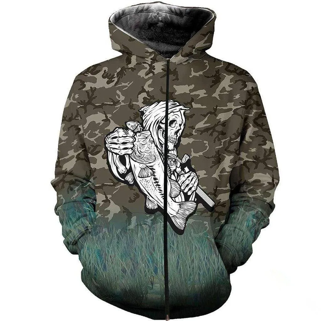 

Fashion Mens Clothes Skull Fishing 3D All Over Printed Casual Hoodie Unisex Jackets