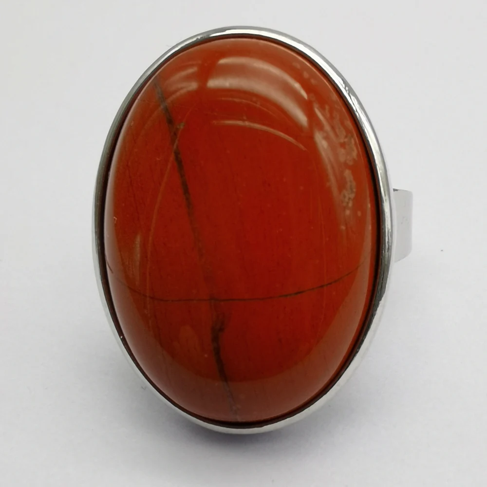 Красный Радужный камень из яшмы овальная бусина драгоценный кольцо на палец