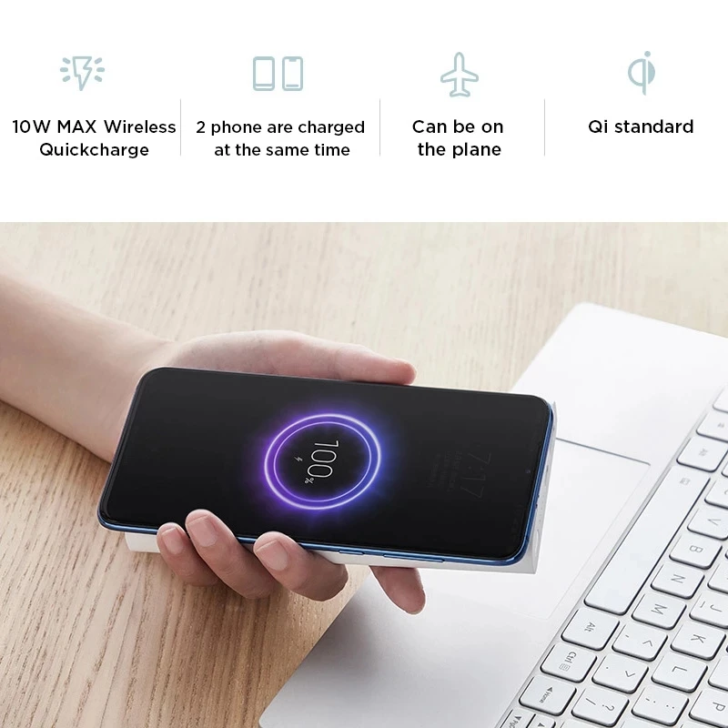 

10000mAh Wireless Power Bank is Suitable For iphone12 and Xiaomi Qi Wireless Charger For Fast And Portable Charging