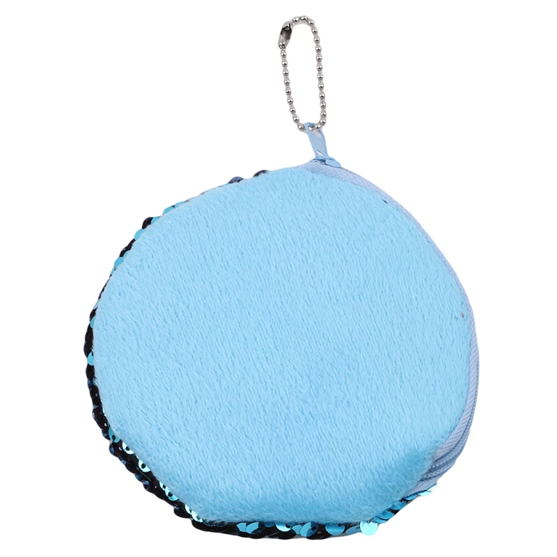 1 шт. круглая мини сумка на молнии с блестящими пайетками двойной цвет для монет