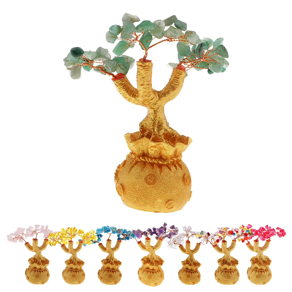 Feng Shui Кристальные драгоценные камни Fortune дерево денежное богатство