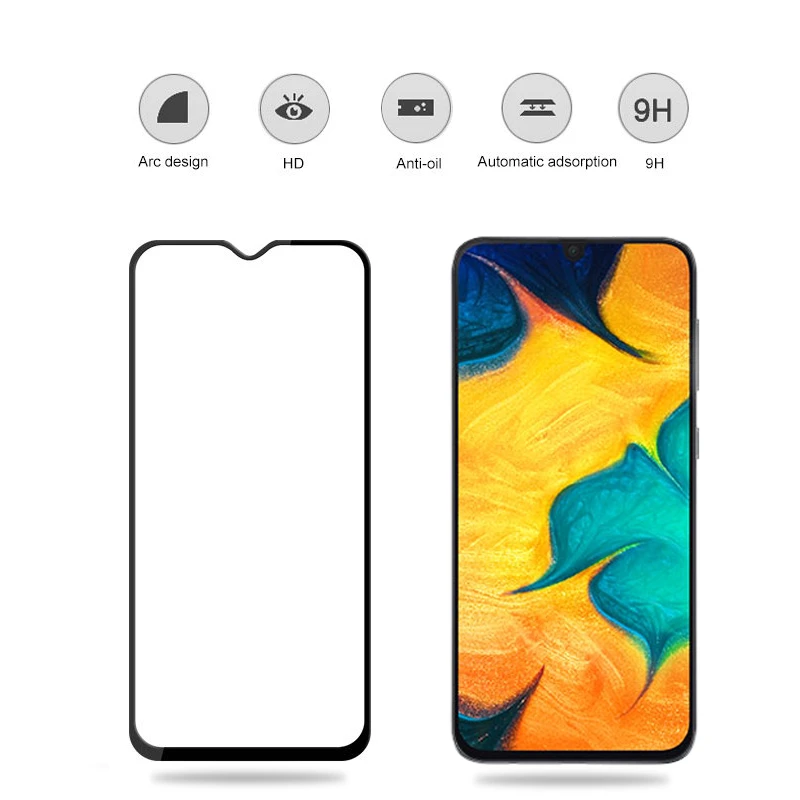 2 piezas de Protector de pantalla LCD para Samsung Galaxy A30S pegamento completo vidrio templado para Samsung A50S vidrio de cubierta completa A30S A50S 6,4"-3