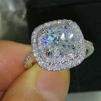 classic gorgeous square womens ring full diamond zircon micro set crystal zircon dazzling bridal ring wedding engagement ring