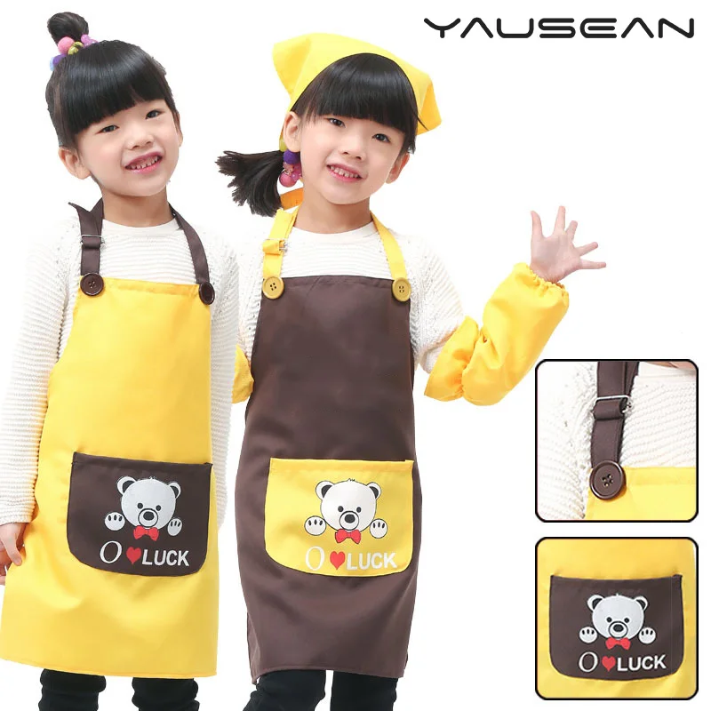 4 предмета в комплекте детская одежда для выпечки Детский фартук без рукавов с