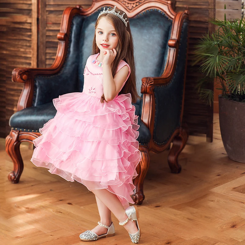 Платье принцессы с цветами для девочек летнее платье-пачка свадьбы дня рождения